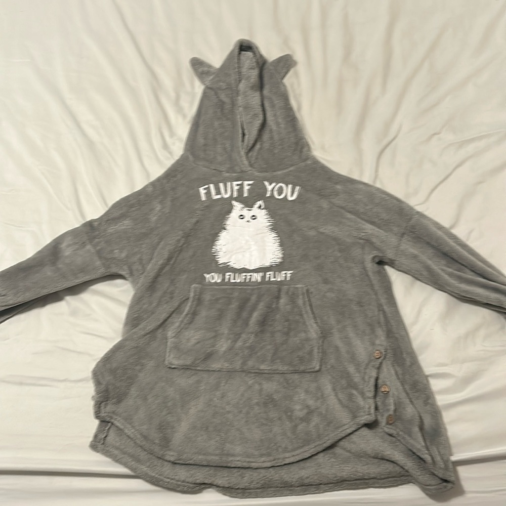 Fluffy sweater shirt with cat ears